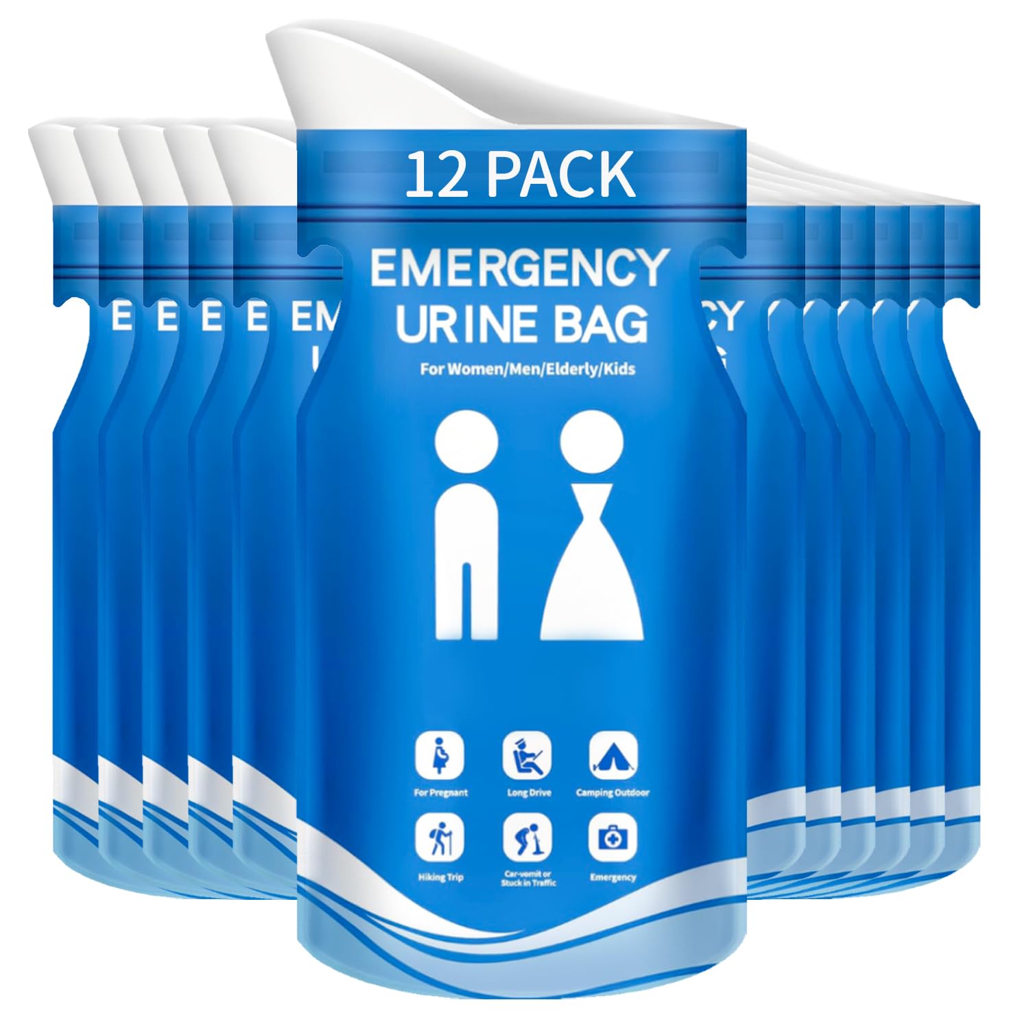 Prelady Disposable Urine Bag, 12 Pcs Emergency Portable Urinal Bags For Men/Women, Unisex Pee And Vomit Bags For Travel, Camping