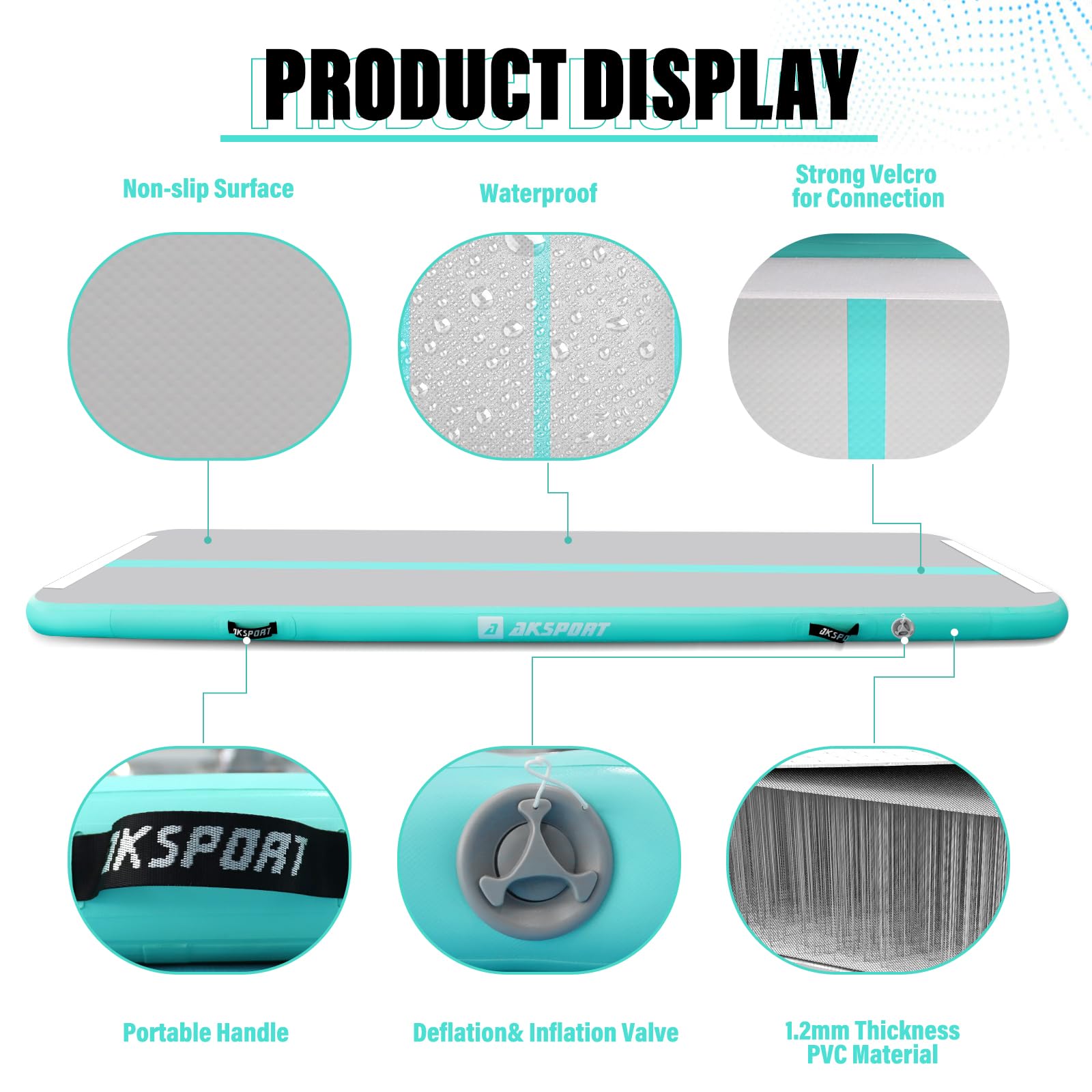 Aksport Air Mat Tumble Track 10Ft 13Ft 16Ft 20Ft Inflatable Gymnastics Mat Air Tumbling Mat With Air Pump For Home Use/Tumble/Gy