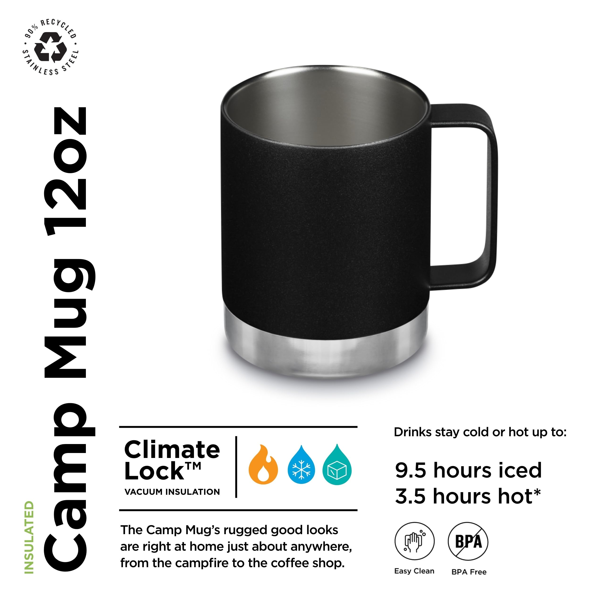 Klean Kanteen Insulated Camp Mug - 12 Oz - Black