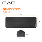 Cap Barbell High Density Exercise Mat With Strap, 68''X24'' 12Mm (Black)