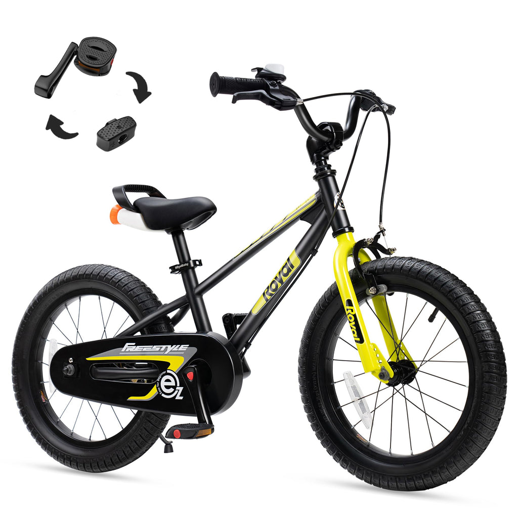 Royalbaby Freestyle Outdoor Childrens Bicycle Dual Handbrakes Sporty Kid Bike with Training Wheels and Adjustable Seat, 12 Inch