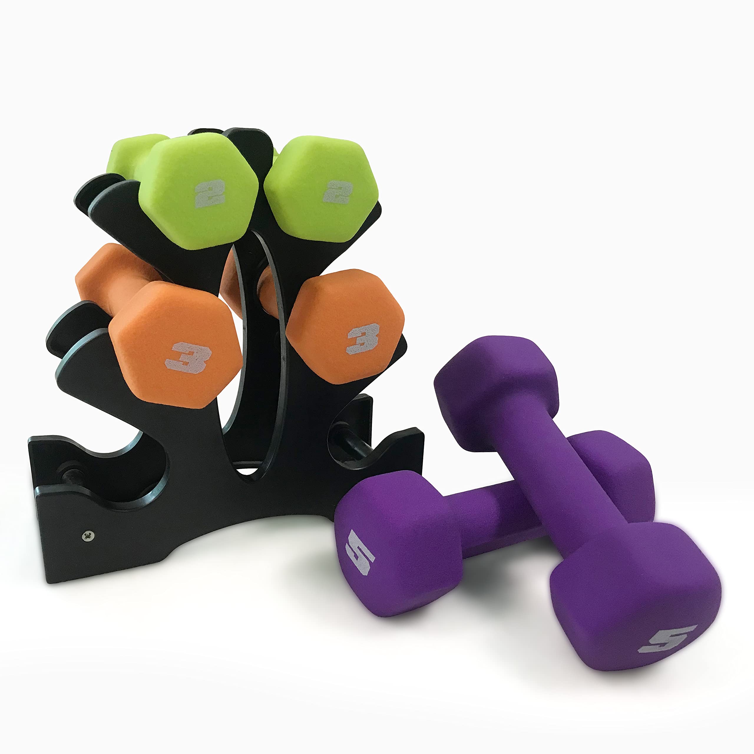Cap Barbell 20 Lb Set Of Neoprene Dumbbells With Rack | 2, 3, 5 Lb Pairs