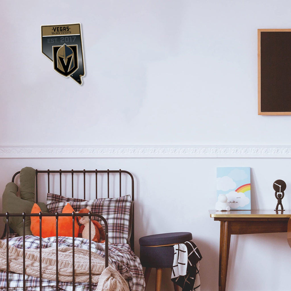 Rico Industries Nhl Hockey Vegas Golden Knights State Shape Shape Cut Pennant - Home And Living Room D  Cor - Soft Felt Ez To Ha