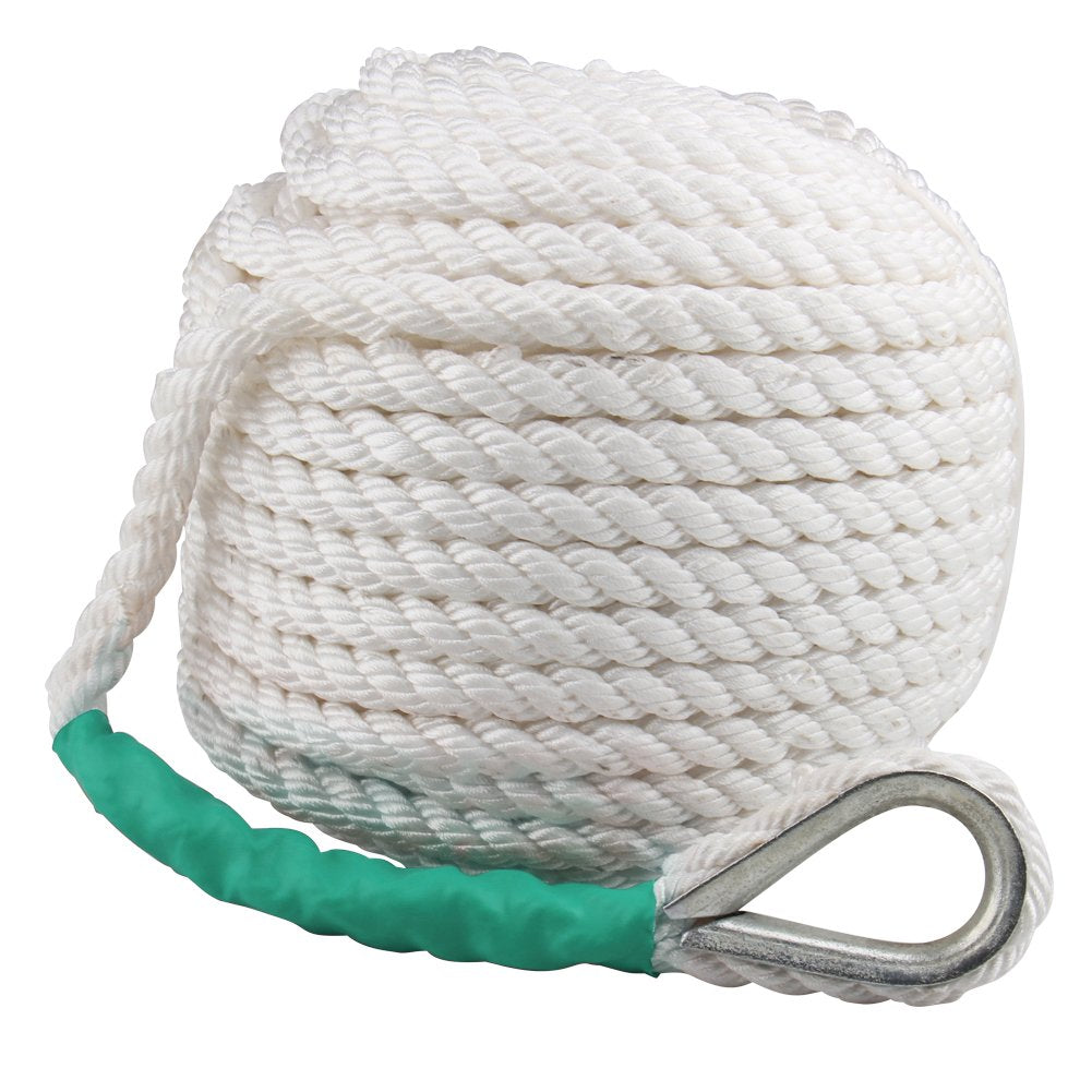 Boat Anchor Rope 200 Ft X 1/2 Inch Polypropylene Rope 3 Strand Twisted Anchor Line For Sailboat Sled Line Mooring With Thimble 5