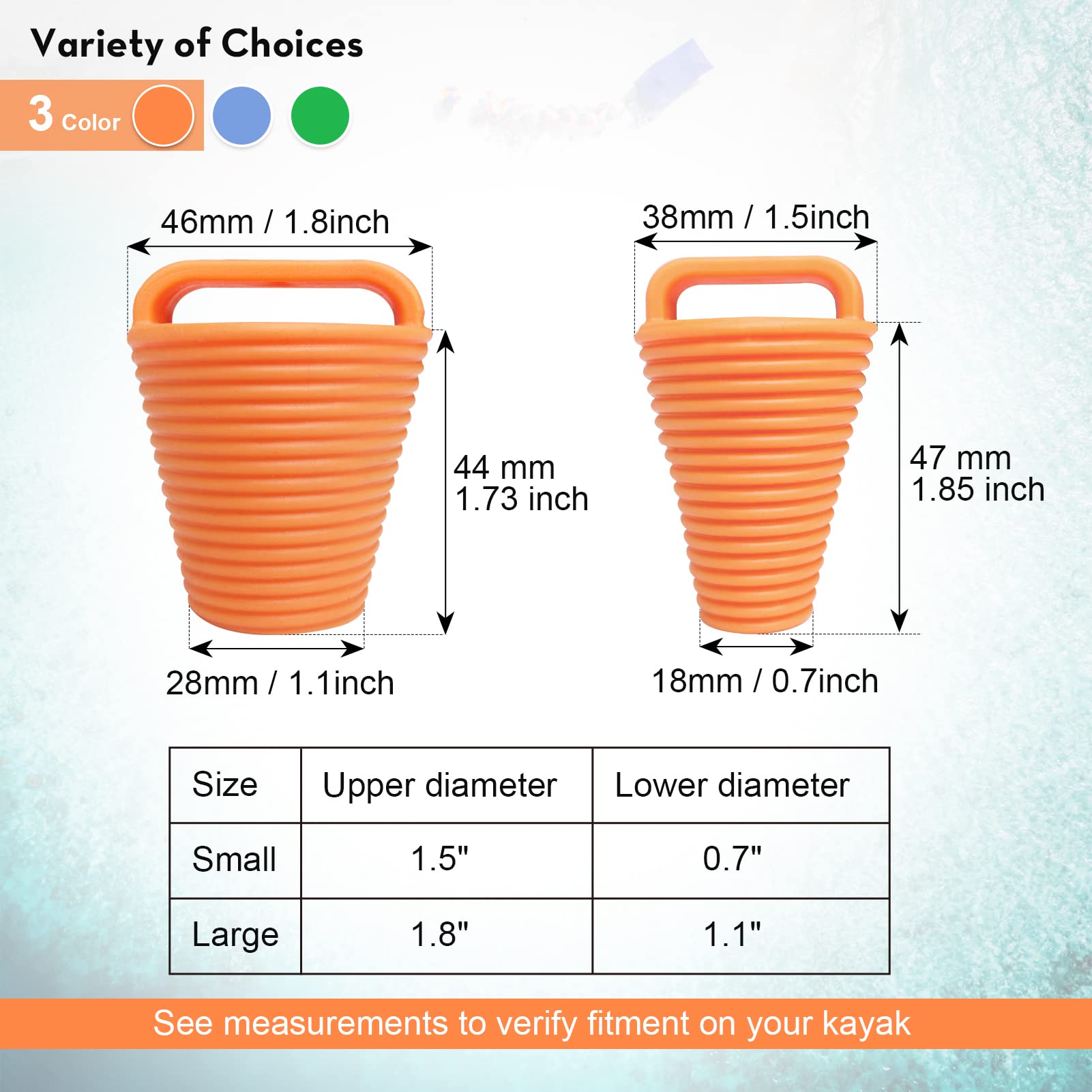 Canalhout 12 Pieces Kayak Scupper Plug Kit Tpe Scupper Plugs Drain Holes Stopper Bung With Handle (Coral-12 Pieces-Small)