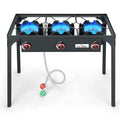 Cookamp High Pressure Triple Propane Burner Outdoor Propane Camping Stove With 0-20 Psi Adjustable High Pressuer Regulator And S