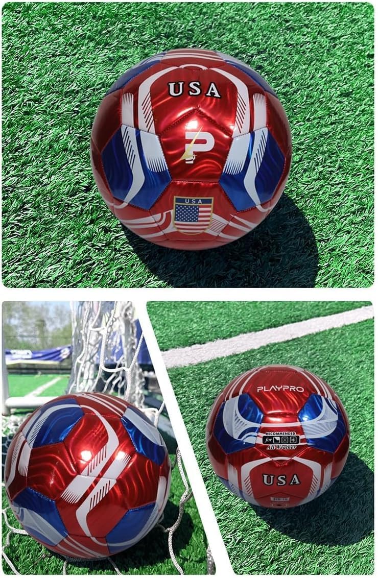 PLAYPRO Country Training Soccer Ball: World Edition (USA - RED, 2)