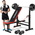 Oppsdecor 6 In 1 600Lbs Weight Bench Set With Squat Rack, Bench Press Set With Barbell Rack, Adjustable Incline Strength Trainin
