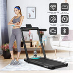 Goplus 2 In 1 Folding Treadmill With Dual Display, 2.25Hp Superfit Under Desk Electric Pad Treadmill, Installation-Free, Bluetoo