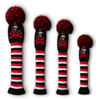 Scott Edward Knit Golf Club Covers With A Fluffy Pom Set Of 4 Mysterious And Dangerous Red Skull Head Design Driver Cover 1 Fair