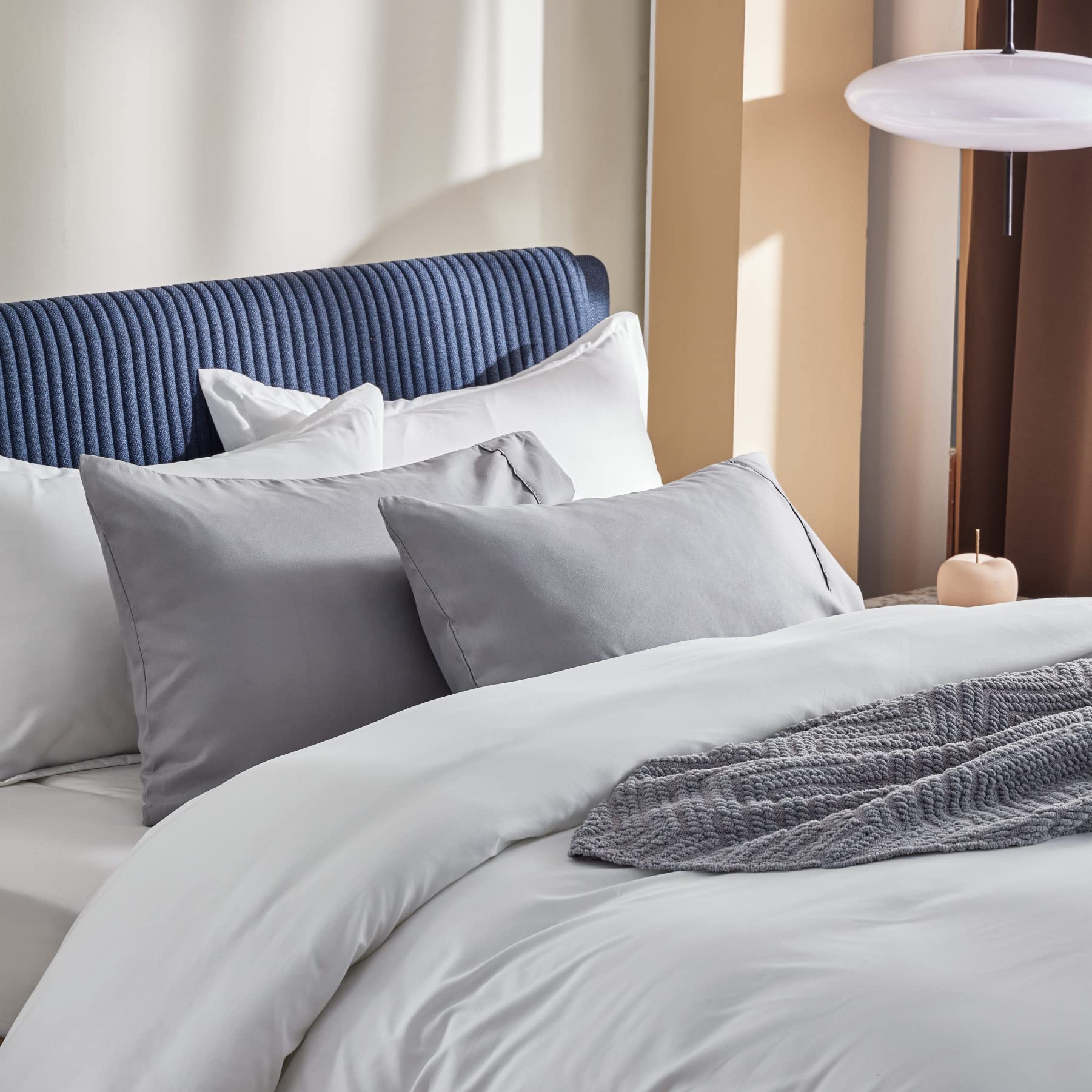 Bedsure Queen Pillowcases Set Of 2 - Silver Grey Pillow Cases Queen Size 2 Pack 20 X 30 Inches, Brushed Microfiber, Pillow Case