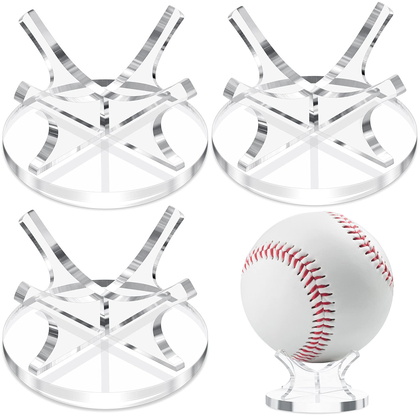 Sumind 3 Pack Acrylic Small Ball Stand Holder, Clear Baseball Holders for Display, Sport Ball Display Stand Baseball for Golf, S