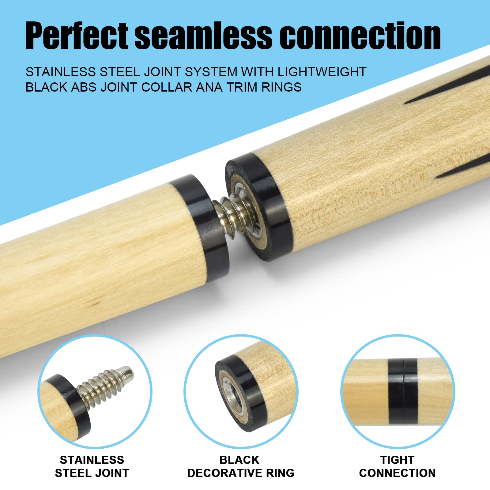 Vanlan Billiard House Cue Sticks Pool Cues 2-Piece 48 Inches Billiard Tips 13Mm House Bar Billiard Cue Sticks Hardwood Cues Set