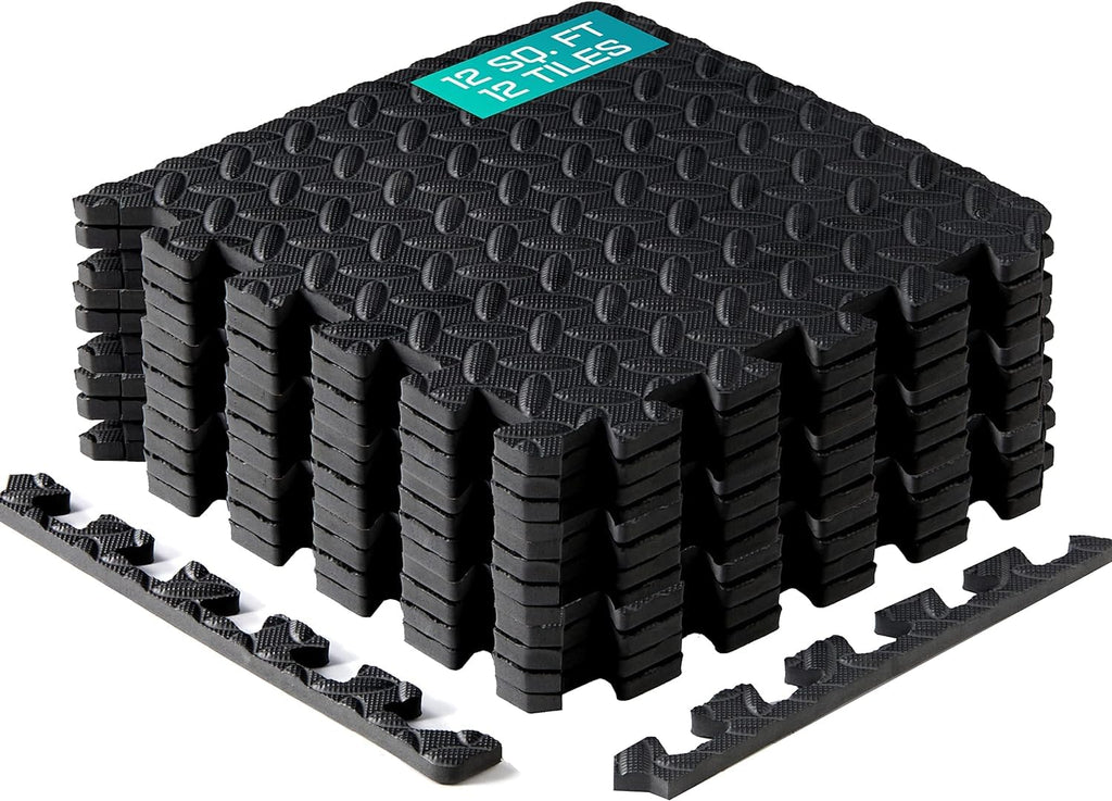Yes4All Interlocking Exercise Foam Mats With Border - Interlocking Floor Mats For Gym Equipment - Eva Interlocking Floor Tiles ,