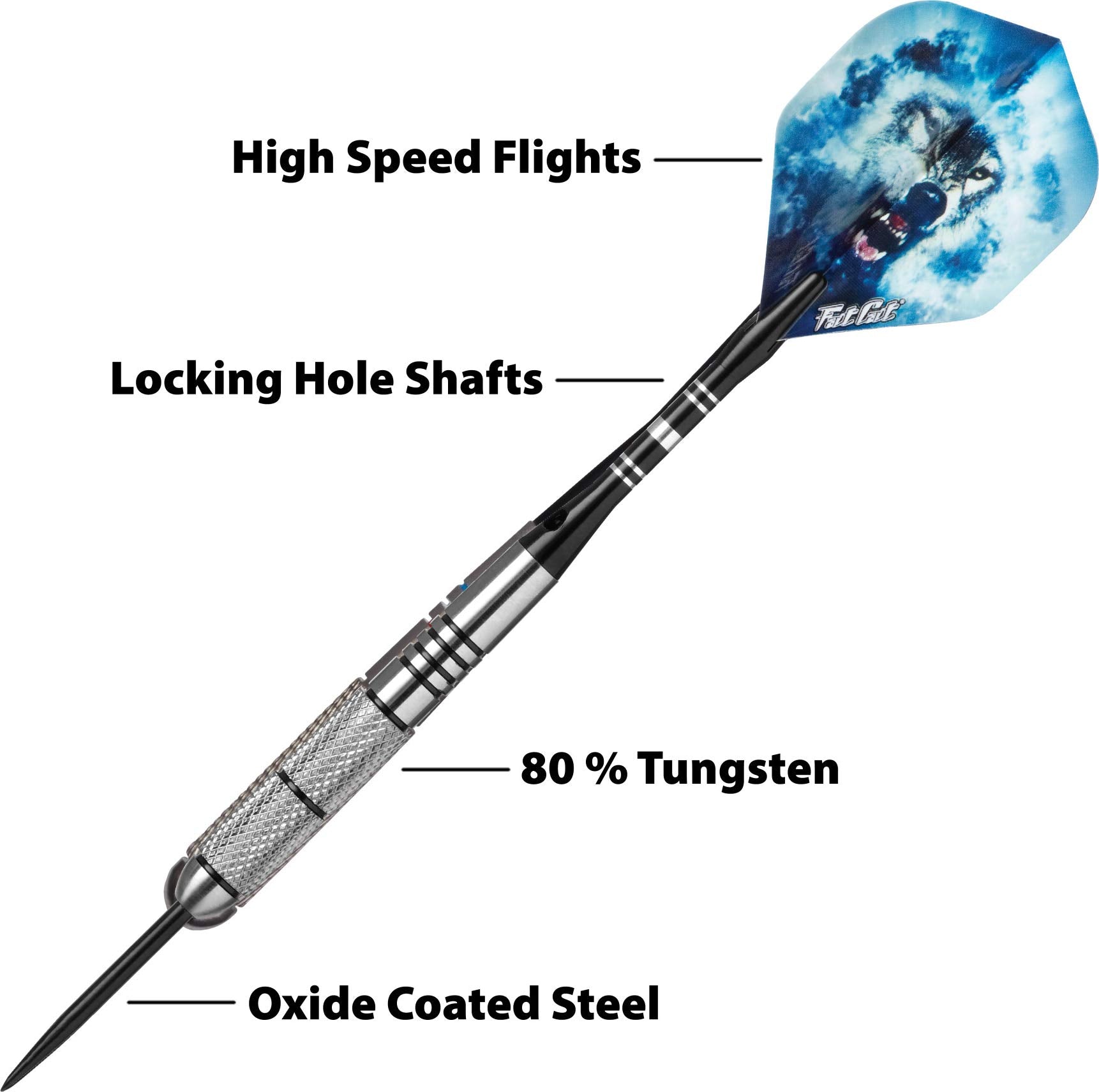 Fat Cat Predator 80% Tungsten Steel Tip Darts With Storage/Travel Case, 23 Grams