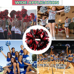 Lovecheer 2Pcs Pom Poms Cheerleading Metallic Black And Red Cheer Pom Poms With Baton Handle For Sports Team Spirit Dance Party