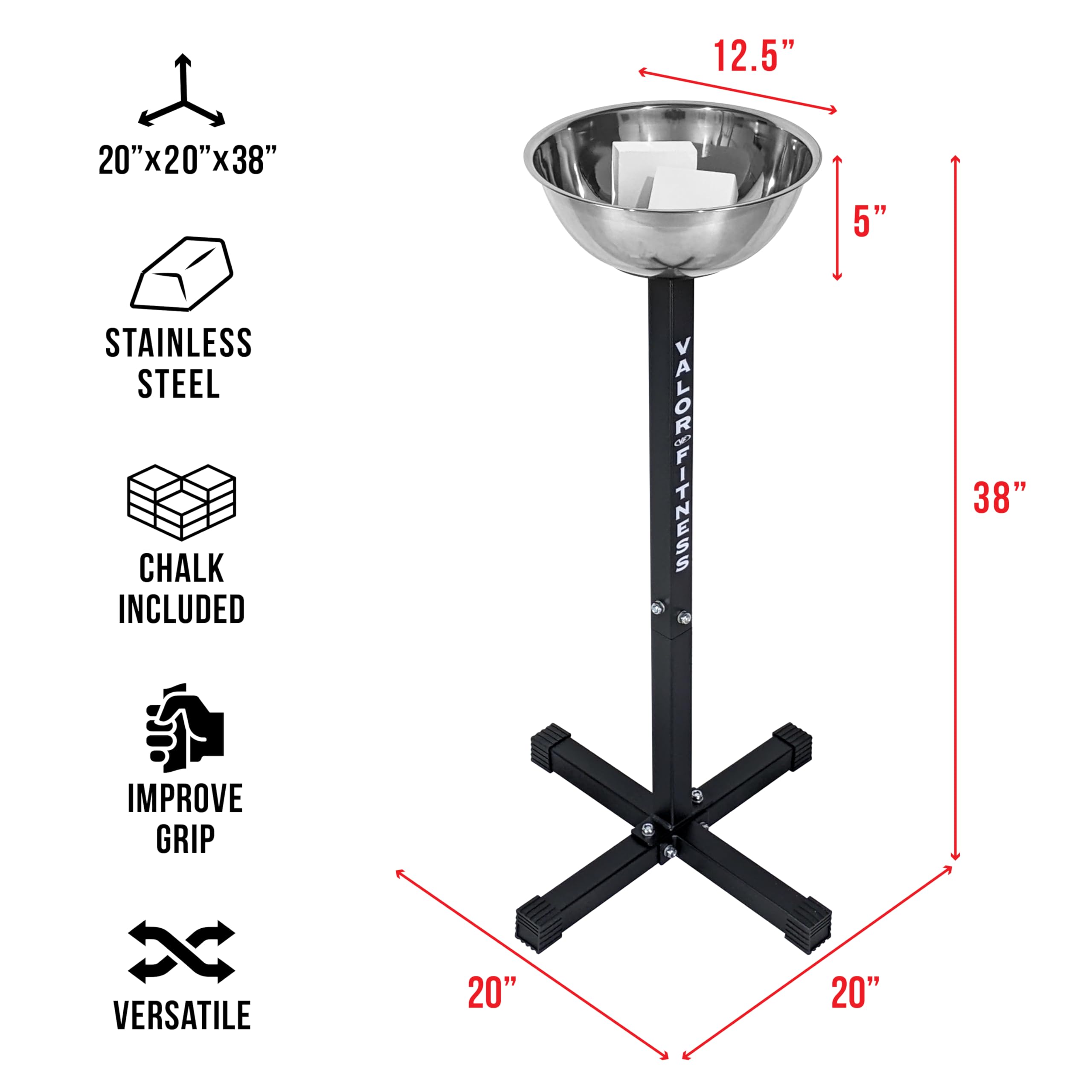Valor Fitness Ch-1 Chalk Holder Station For Home Or Commercial Gyms, Including Ch-2 Gym Chalk For Improved Grip And Performance