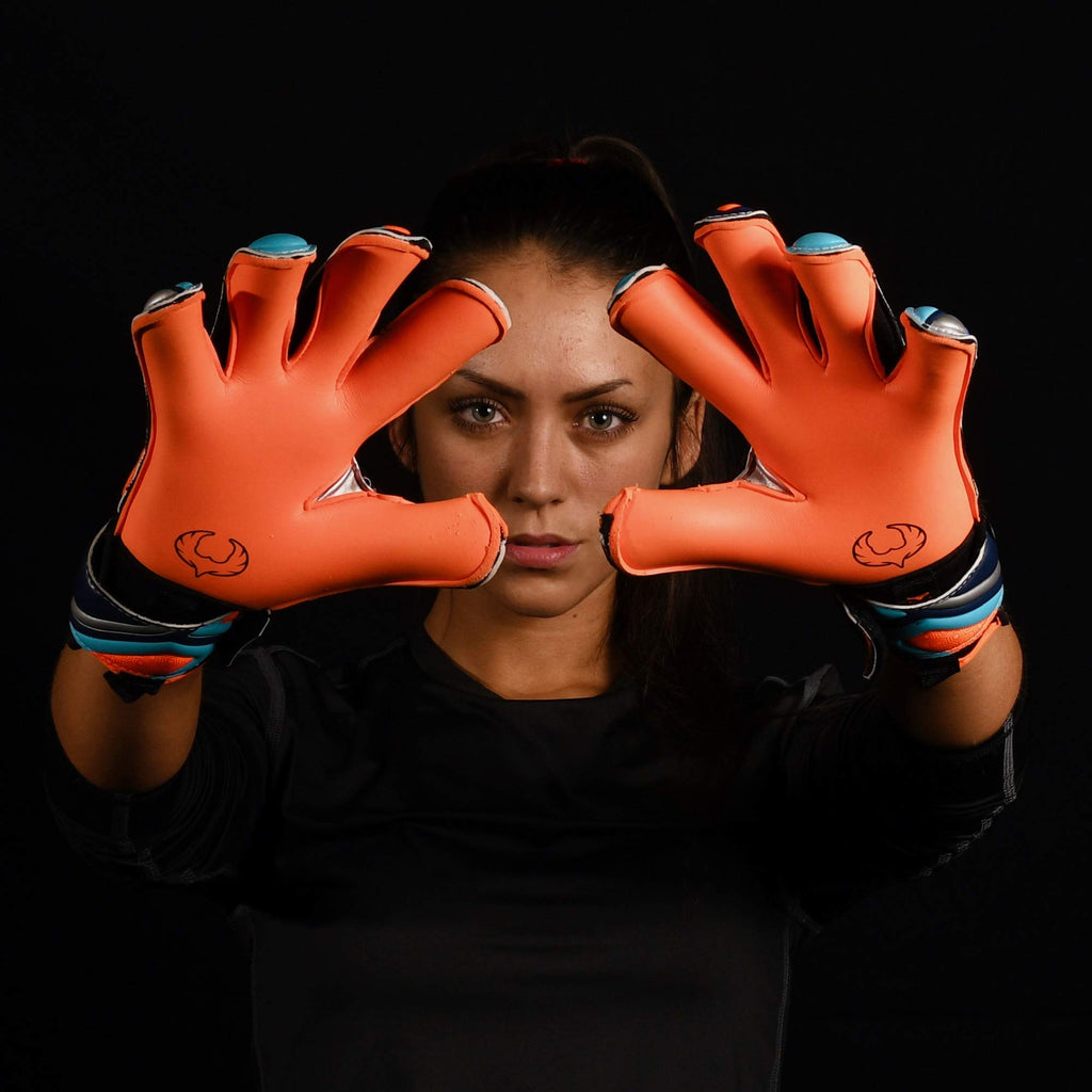 Renegade Gk Fury Siege Goalie Gloves With Pro-Tek Finger Spines  4Mm Giga Grip & 4Mm Duratek  Orange, Blue, Black Soccer Goalkee