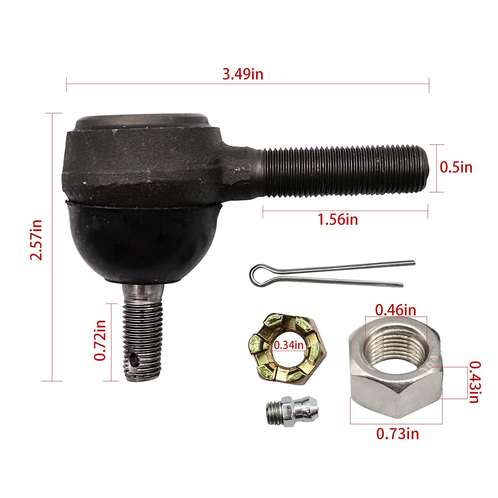Ball Joint Kit,Set Of (3) Tie Rod End With Grease Fitting Fits For Club Car Ds Golf Carts (1976-2008)