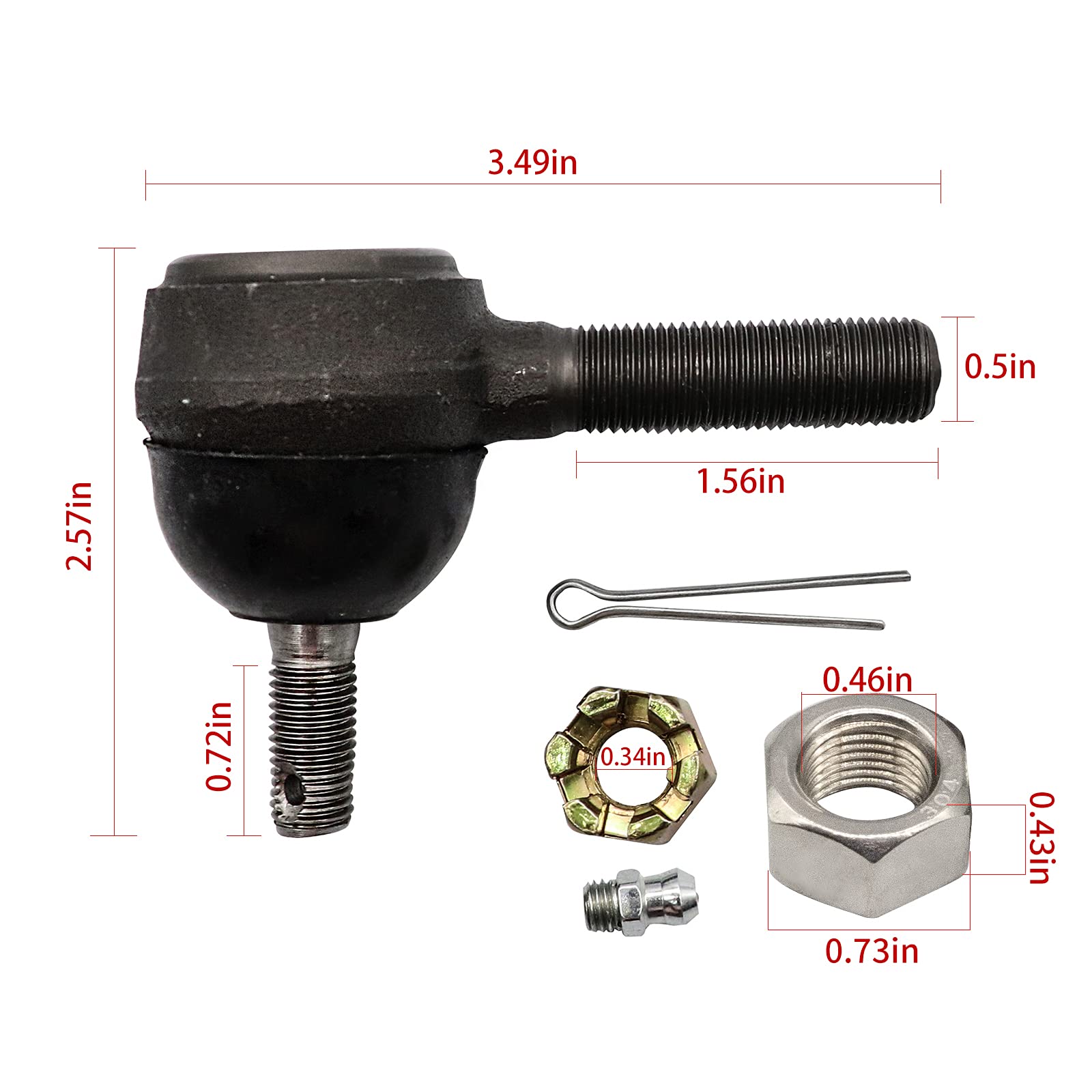 Ball Joint Kit,Set Of (3) Tie Rod End With Grease Fitting Fits For Club Car Ds Golf Carts (1976-2008)