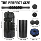 Foam Roller Set - High Density Back Roller, Muscle Roller Stick,2 Foot Fasciitis Ball, Stretching Strap, Peanut Massage Ball For