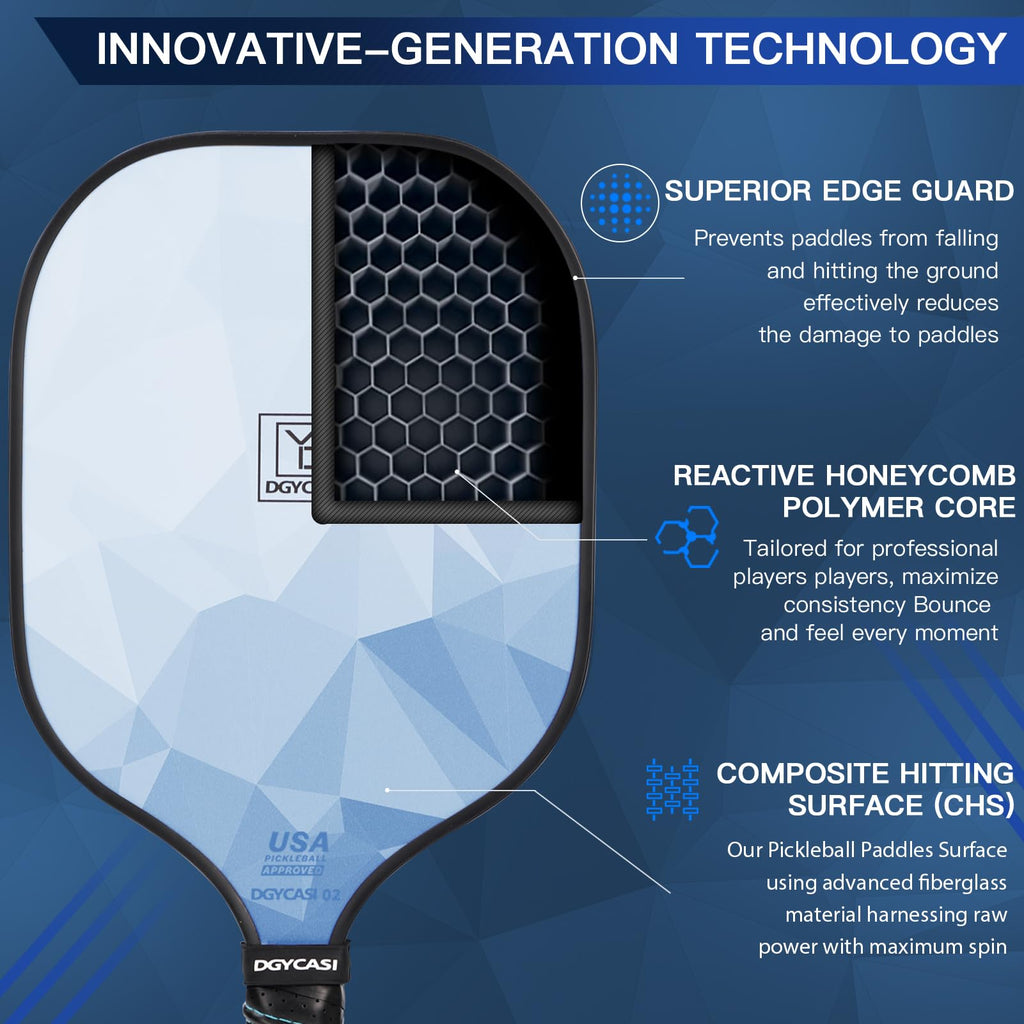 Pickleball Paddles Set Of 2, 2023 Usapa Approved, Carbon Fiber Surface (Chs), Polypropylene Honeycomb Core, Anti-Slip Sweat-Abso