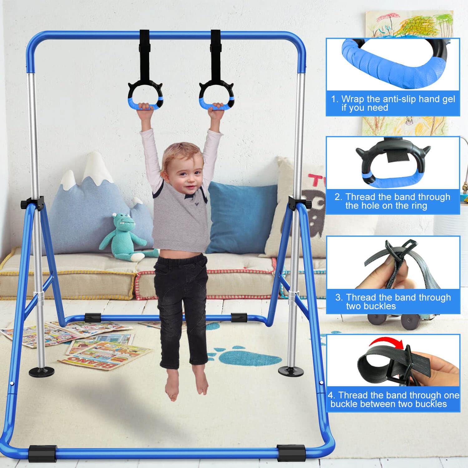 Tepemccu Expandable Gymnastics Bars,Adjustable Height Gymnastic Horizontal Bars,Junior Training Bar Children Folding Training Mo