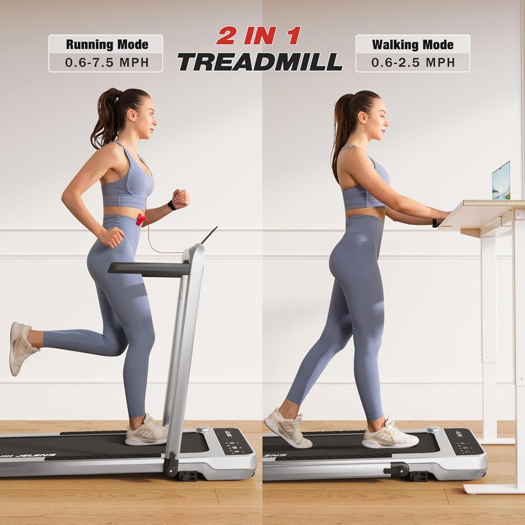 Treadmill for Home, Walking Pad Treadmill with Incline, 2-in-1 Portable Walking Pad with Handle Bar, 330LBS Weight Capacity 2.5H