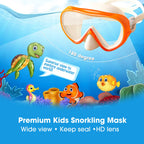 Kids Snorkel Swim Mask, Child Diving Mask Anti-Fog Swim Goggles With Nose Cover For Snorkeling Diving Swimming (Orange)