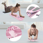 Foldable Pilates Reformer Board for at Home Workout, Pilates Board with Resistance Bands & Timer, Multifunctional Home Pilates E