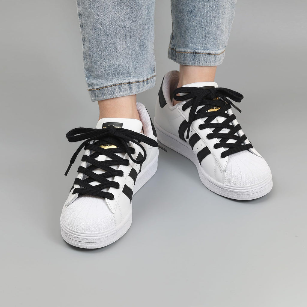 Handshop Wide Flat Athletic Shoelaces 516(2 Pair) - Shoe Laces For Sneakers And Casual Shoes Replacements Black 40 Inch (100Cm)