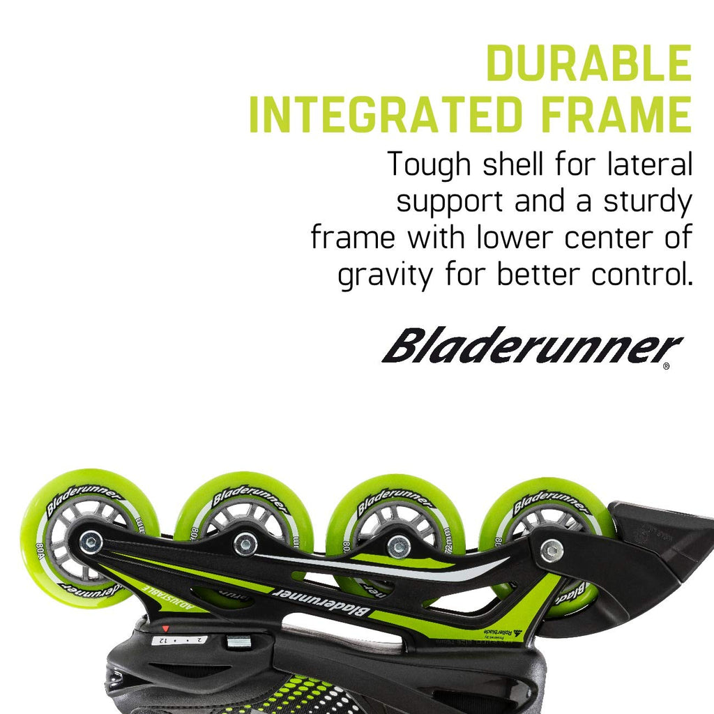 Bladerunner By Rollerblade Phoenix Boys Adjustable Fitness Inline Skate, Black And Green, Junior, Value Performance Inline Skate