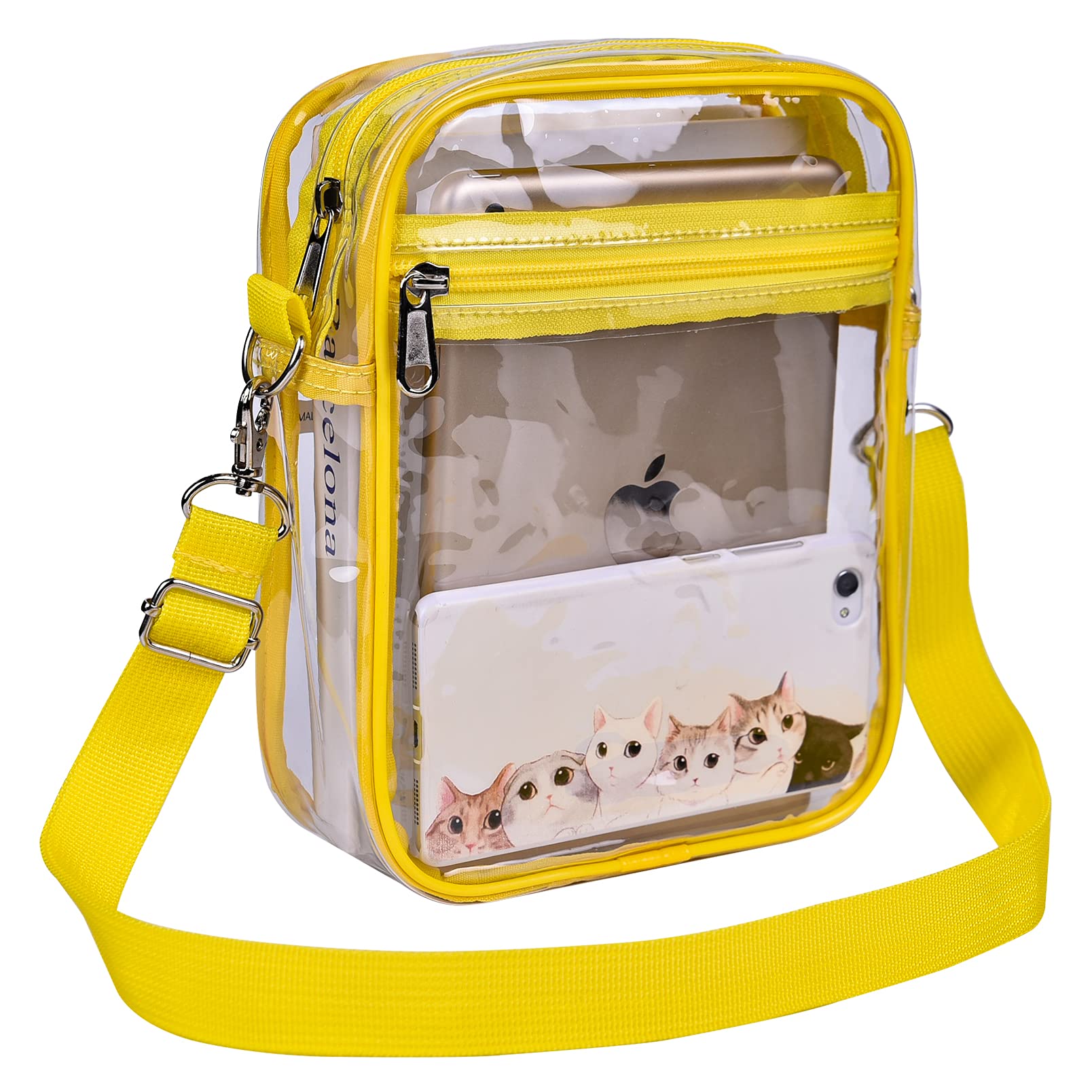 USPECLARE Clear Purse Stadium Clear Messenger Bag Stadium Approved for Men and Women Clear CrossBody Bag(Yellow)