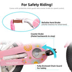 Joystar Kids Bike Little Daisy 16 Inch Girls Bike With Training Wheels Doll Bike Seat Basket & Streamers Princess Kids Bicycle F