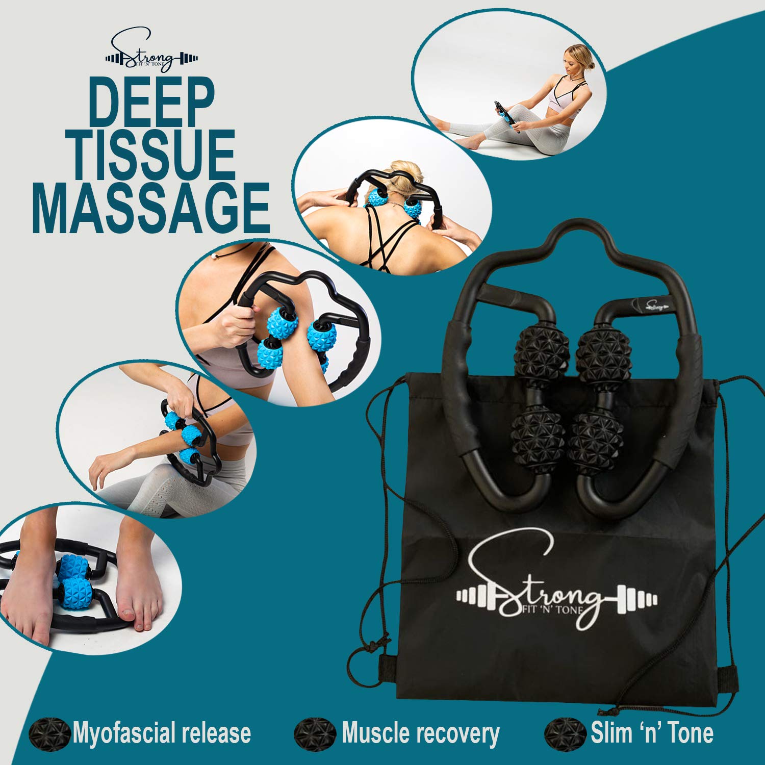 Foam Roller Deep Tissue Massager  Myofascial Massage Tools With Drawstring Gym Bag  Muscle Roller For Legs  Fit Roller Pro, High