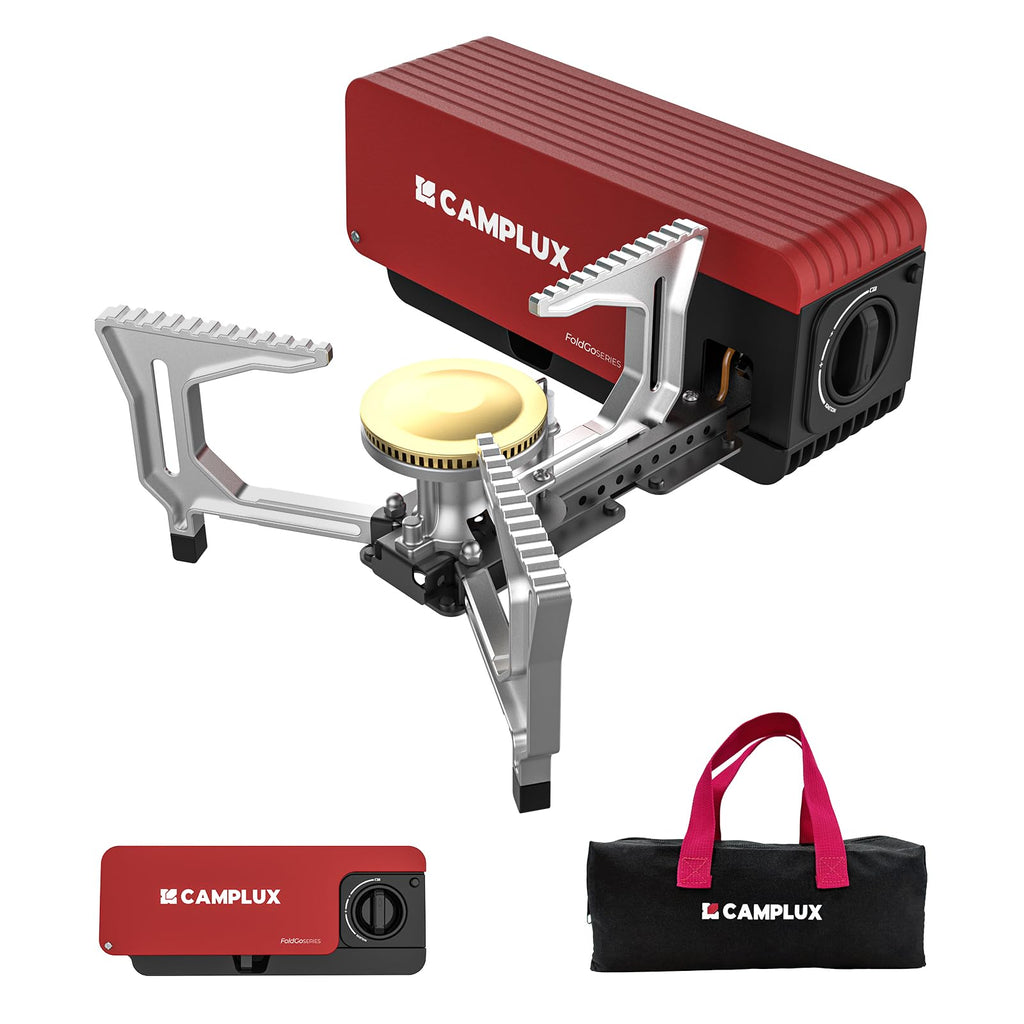 Camplux Foldgo Camping Stove, 7500 Btu Portable Butane Gas Stove, Foldable Cassette Stove With Carry Bag & Adjustable Burner, Cs
