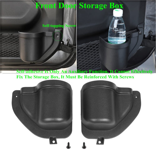 2-Pack Front Door Organizer Tray For 2018 2019 2020 2021 2022 2023 Wrangler Jl Jlu Rubicon Sport Sahara Gladiator Jt 4Ex Interio