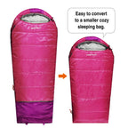 Redcamp Kids Mummy Sleeping Bag For Camping Zipped Small, 32 Degree All Season Cold Weather Fit Boys,Girls & Teens (Pink With 3.