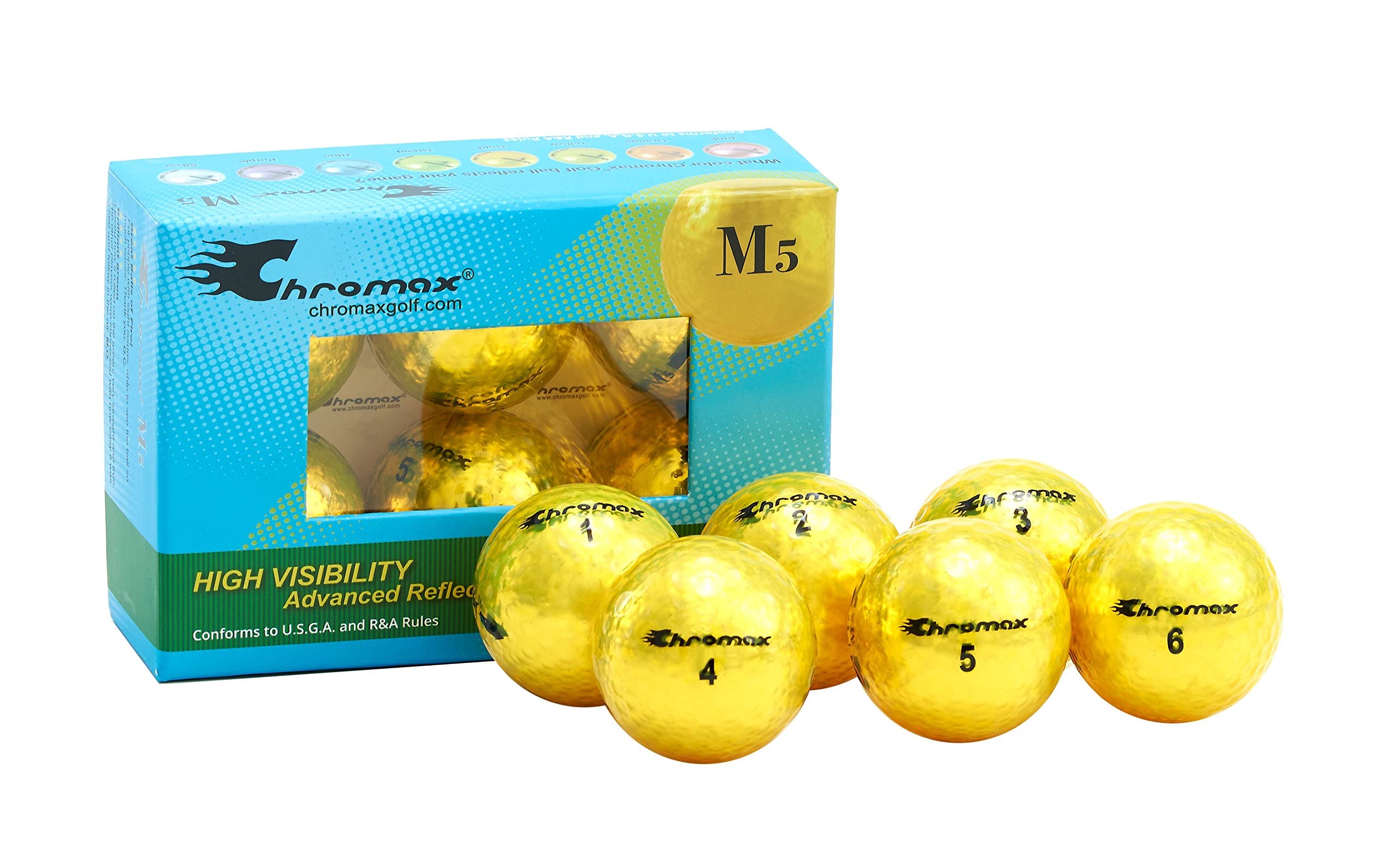 Chromax Metallic M5 Colored Golf Balls (Pack Of 6), Yellow