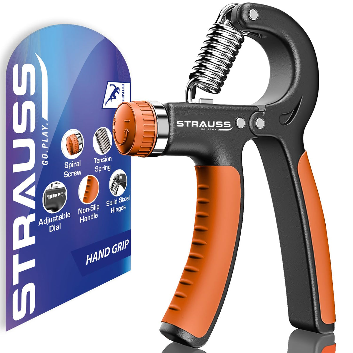 Strauss Adjustable Hand Grip| Adjustable Resistance (10KG  40KG) | Hand Gripper for Home & Gym Workouts | Perfect for Finger &