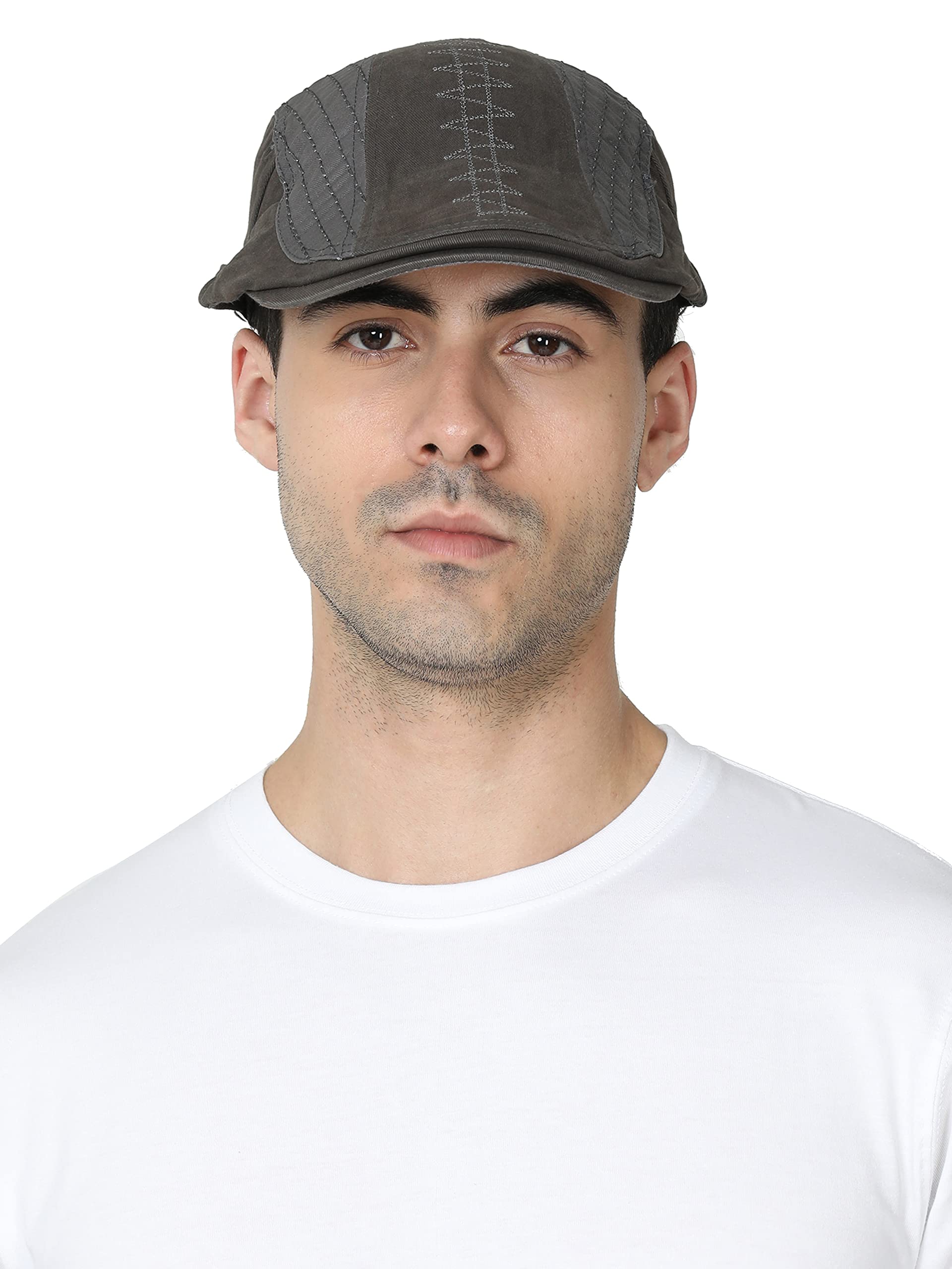 Fabseasons MenS Cotton Golf Flat Caps & Hats (Grey, Free Size)