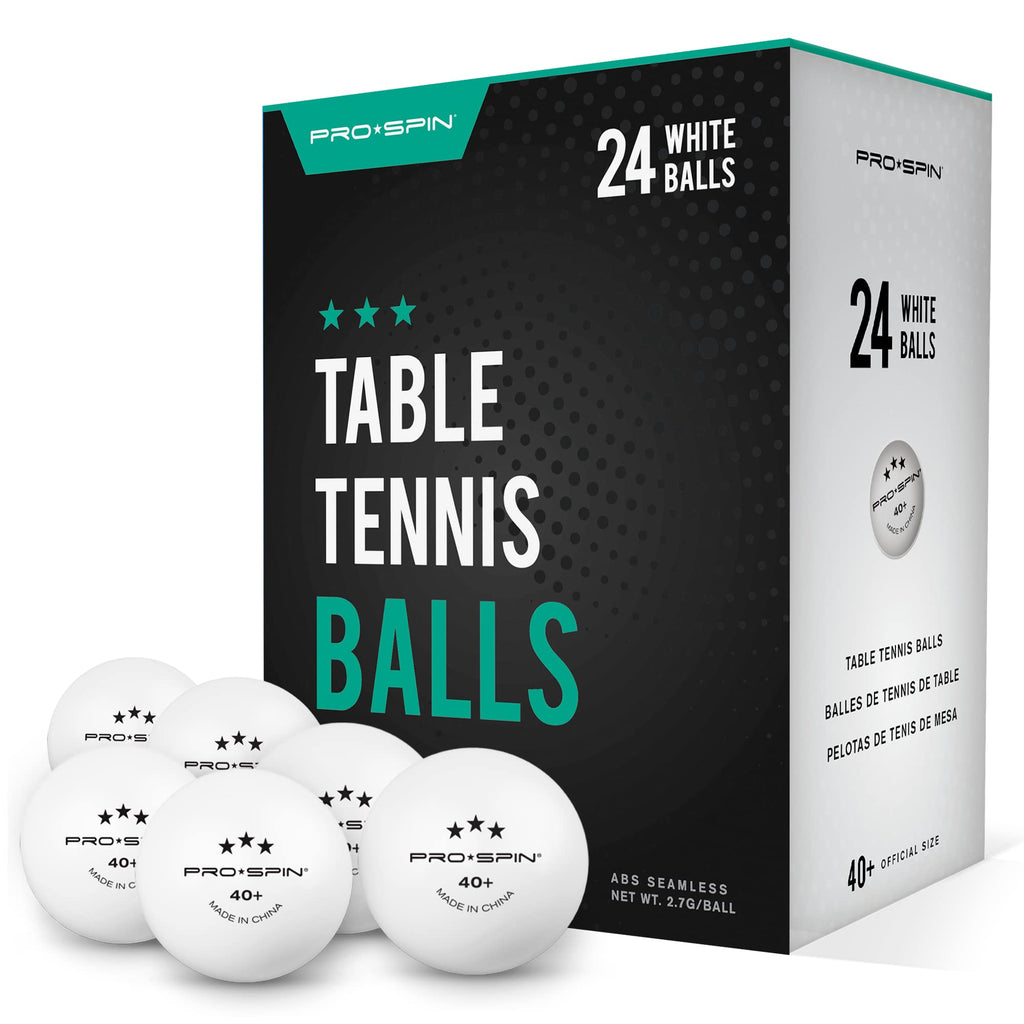 Pro Spin Ping Pong Balls - White 3-Star 40+ Table Tennis Balls (Pack Of 24) | High-Performance Abs Training Balls | Ultimate Dur
