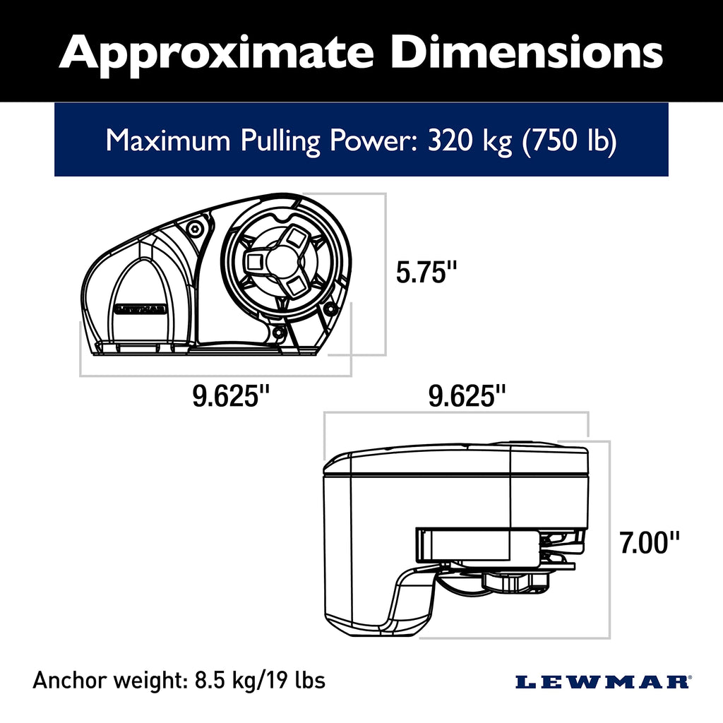 Lewmar Pro Fish 700 Fishing Windlass For 1/4'' G4 Chain, Auto Free-Fall System, Maximum Pull 700 Lbs., 316 Stainless Steel Const