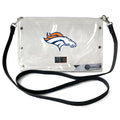 Littlearth NFL Denver Broncos Clear Envelope Purse with Black Fashion Strap, Team Color, 10 x 6.5 x 0.5