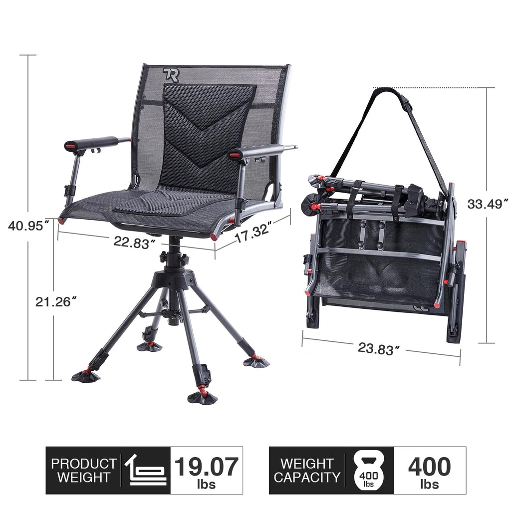 Tr 360 Degree Swivel Hunting Blind Chair,400 Lbs Capacity Silent,4 Legs And Seat Armrests Height Adjustable,Comfortable Padded S