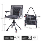 Tr 360 Degree Swivel Hunting Blind Chair,400 Lbs Capacity Silent,4 Legs And Seat Armrests Height Adjustable,Comfortable Padded S