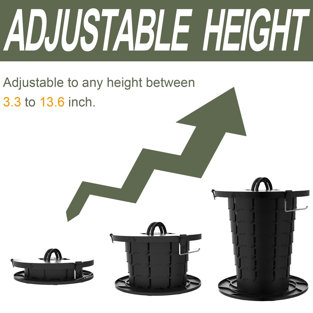 Alevmoom Retractable Portable Toilet With Cushion - 330Lbs Capacity 13.7 Height Adjustable Camping Toilet Foldable Travel Toilet