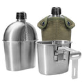 Afranti Stainless Steel Military Canteen 1Qt Portable Army Water Bottle With 0.5Qt Cup & Sleeves For Hiking Camping Climbing And