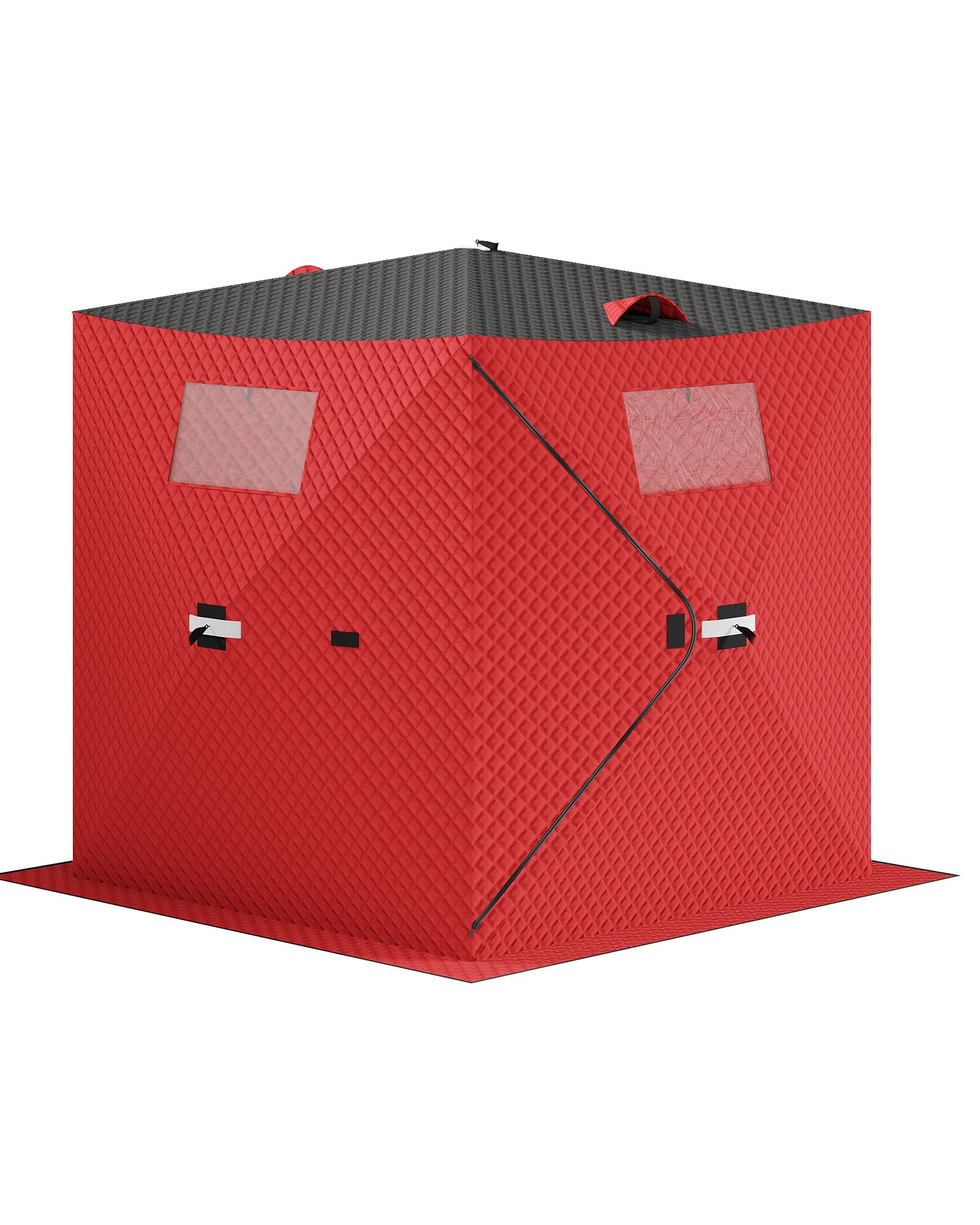 Garvee Pop-up Ice Fishing Tent for 3-4 Persons, Hub-Style Insulated Portable Ice Fishing Shelter with Carrying Bag, Zippered Doo