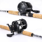 Sougayilang Fiberglass Fishing Pole Conventional Reel Combo With Durable P-Cork Rod Handle, Medium Heavy For Catfish Salmon And